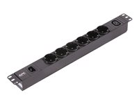 APC Easy Basic Rack PDU EPDU1010B-SCH - Virranjakeluyksikkö (telineasennettava) - Vaihtovirta 200-240 V - 1-vaiheinen - tulo: IEC 60320 C14 10A - lähtöliittimet: 7 (power IEC 60320 C13, 6 x teho) - 1U - 19" - 2.5 m johto EPDU1010B-SCH