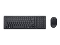 Dell Pro KM555 - Sats med tangentbord och mus - tyst - compact - trådlös - 2.4 GHz, Bluetooth - QWERTY - USA, internationellt - svart - med 3 years NBD Advance Exchange KM555-BLK-INT