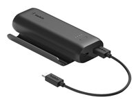 Belkin BoostCharge - Play Series - power bank - 5000 mAh - 12 Watt - 2 utdatakontakter (USB, USB-C) - på kabel: USB-C - svart BPZ001BTBK