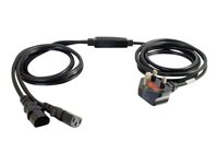 C2G Power Cord Splitter - Virranjakaja - BS 1363 (uros) to power IEC 60320 C13 - vaihtovirta 250 V - 3 m - valettu - musta - Yhdistynyt kuningaskunta 80628