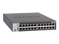 NETGEAR M4300-24X - Kytkin - L3 - Hallinnoitu - 24 x 10 Gigabit Ethernet + 4 x jaettu 10 Gigabit SFP+ - ilmavirtaus edestä taaksepäin - telineeseen asennettava XSM4324CS-100NES