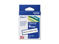 Brother TZe-221 - Standardlim - svart på vitt - Rulle (0,9 cm x 8 m) 1 kassett(er) bandlaminat - för Brother PT-D210, D600, H110; P-Touch PT-1005, D200, D450, E550, H105, H110, P300, P900 TZE221