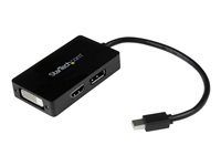 Startech A/V-reseadapter: 3-i-1 Mini DisplayPort till DisplayPort-, DVI- eller HDMI-konverterare - Videokort - Mini DisplayPort hane till DVI-D, HDMI, DisplayPort hona - 15 cm - svart MDP2DPDVHD