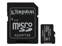 Kingston Canvas Select Plus - Flash-muistikortti (microSDXC to SD -adapteri sisältyvä) - 512 Gt - A1 / Video Class V30 / UHS Class 3 / Class10 - microSDXC UHS-I SDCS2/512GB