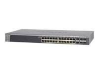 NETGEAR GS728TPS (2nd Generation) - Switch - Administrerad - 16 x 10/100/1000 (PoE) + 8 x 10/100/1000 (PoE+) + 4 x Gigabit SFP - skrivbordsmodell, rackmonterbar - PoE GS728TPSB-100EUS