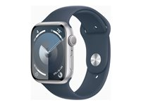 Apple Watch Series 9 (GPS) - 45 mm - hopea alumiini - älykello kanssa urheiluranneke - fluoroelastomeeri - myrskynsininen pannan koko: S/M - 64 Gt - Wi-Fi, Bluetooth, UWB - 38.7 g MR9D3KS/A