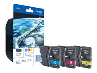 Brother LC985 Rainbow Pack - Gul, cyan, magenta - original - blister med akustiskt / elektromagnetiskt alarm - bläckpatron - för Brother DCP-J140W, DCP-J315W, DCP-J515W, MFC-J410 LC985RBWBPDR
