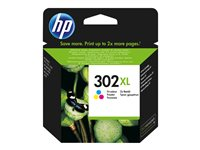 HP 302XL - 8 ml - Lång livslängd - färg (cyan, magenta, gul) - original - bläckpatron - för Deskjet 1110, 21XX, 36XX; ENVY 45XX; Officejet 38XX, 46XX, 52XX F6U67AE#UUS