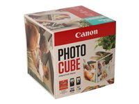 Canon Photo Cube Creative Pack - 2 pakettia - musta, väri (sinivihreä, sinipunainen, keltainen) - alkuperäinen - mustekasetti/paperipaketti malleihin PIXMA TS5350, TS5350i, TS5351, TS5351i, TS5352, TS5353, TS7450, TS7450i, TS7451, TS7451i 3713C012