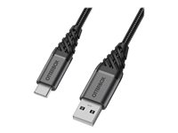 OtterBox Premium - USB-kabel - USB-C (hane) till USB (hane) - USB 2.0 - 3 A - 2 m - mörk asksvart 78-52665