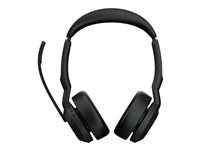 Jabra Evolve2 55 UC Stereo - Kuulokkeet + mikrofoni - korvien päällä - Bluetooth - langaton - aktiivinen melunpoisto - USB-C, USB-A - musta - sekä latausalusta - Zoom-sertifioitu, sertifioitu Microsoft Teamsille, Cisco Webex Certified, optimoitu UC:lle, Alcatel-Lucent -sertifioitu, Avaya-sertifioitu, Unify-sertifioitu, MFi-sertifioitu, Microsoft Swift Pair -sertifioitu, Amazon Chime -sertifioitu, Google Fast Pair -sertifioitu 25599-989-989