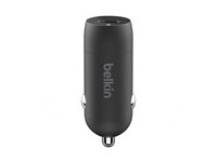 Belkin BoostCharge - Strömadapter för bil - 20 watt - 3.6 A - PD (USB-C) - på kabel: Lightning - svart CCA003BT04BK
