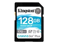 Kingston Canvas Go! Plus - Flash-muistikortti - 128 Gt - Video Class V30 / UHS-I U3 / Class10 - SDXC UHS-I SDG3/128GB