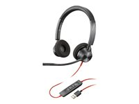Poly Blackwire 3320 - Blackwire 3300 series - micro-casque - sur-oreille - filaire - Suppresseur de bruit actif - USB-A - noir 76J16AA