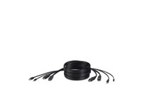 Belkin Secure KVM Combo Cable - Kabel för tangentbord/mus/video/ljud - TAA-kompatibel - USB, minijack, DisplayPort (hane) till mini-phone stereo 3.5 mm, USB typ B, DisplayPort (hane) - 3.04 m - svart F1D9020B10T