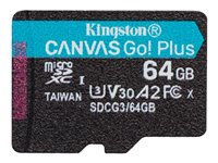 Kingston Canvas Go! Plus - Flash-muistikortti - 64 Gt - A2 / Video Class V30 / UHS-I U3 / Class10 - microSDXC UHS-I SDCG3/64GBSP