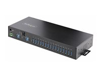 StarTech.com 16-Port Industrial USB 5Gbps Hub with Power Adapter, Metal Enclosure, Mountable, ESD Protection, Terminal Block Power, USB Charging, Dual-Host Switch - TAA - Hubb - 16 x USB 3.2 Gen 1 - skrivbordsmodell, rackmonterbar, DIN-skenmonterbar, väggmonterbar - TAA-kompatibel S5G16AINDS-USB-A-HUB