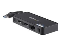 Startech USB 3.0 mini dockningsstation - Dubbla skärmar USB-A dockningsstation med DisplayPort 4K 60 Hz Video och Gigabit Ethernet - 30 cm kabel - Bärbar USB 3.1 Gen 1 Type-A adapter för bärbar dator - Dockningsstation - USB - 2 x DP - 1GbE USBA2DPGB
