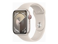 Apple Watch Series 9 (GPS + Cellular) - 45 mm - alumiini tähtitaivas - älykello kanssa urheiluranneke - fluoroelastomeeri - tähtivalo pannan koko: M/L - 64 Gt - Wi-Fi, Bluetooth, UWB, LTE - 4G - 39 g MRM93KS/A