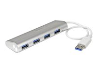 Startech Bärbar USB 3.0-hubb med 4 portar och inbyggd kabel - Hubb - 4 x SuperSpeed USB 3.0 ST43004UA