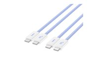 Belkin BoostCharge - USB-kabel - USB-C (hane) till USB-C (hane) - 1.5 m - USB Power Delivery (60W), braided - blå (paket om 2) BBD008HQ05BL2PK