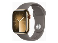 Apple Watch Series 9 (GPS + Cellular) - 41 mm - kulta ruostumaton teräs - älykello kanssa urheiluranneke - fluoroelastomeeri - savi pannan koko: M/L - 64 Gt - Wi-Fi, Bluetooth, UWB, LTE - 4G - 42.3 g MRJ63KS/A