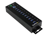 Startech USB 3.0-hubb med 10 portar - Industriell USB-A-hubb i metall med ESD- och överspänningsskydd - Monterbar på DIN-skena, vägg eller skrivbord - TAA-kompatibel USB-expansionshubb - Hubb - 10 x SuperSpeed USB 3.0 - DIN-skenmonterbar - Likström - för P/N: ITB20D3250, USB312SAT3CB, USB315CB2M, USBLT1MWS, USBLT2MBR, USBLTM1MBK, USBLTM1MWH ST1030USBM