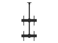 Multibrackets M Ceiling Mount Pro MBC2U - Asennuspakkaus (kattolevy, kattolevyn suojus, 4 x fixed arms, 2 tolppakiinnikettä, 4 laajennusputkea (80 cm), 2 rails) malleihin 2 LCD-näyttöä - alumiini, teräs - musta -näytön koko: 40"-65" - kattoon asennettava 7350073733545