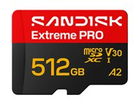 SanDisk Extreme PRO - Flash-minneskort (SD-adapter inkluderad) - 512 GB - A2 / Video Class V30 / UHS-I U3 - mikroSDXC UHS-I SDSQXCJ-512G-GS6MA