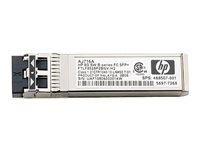 HPE B-Series - SFP+ lähetin-vastaanotin-moduuli - 8Gt kuitukanava (SW) - Kuitukanava (Fibre Channel) - remarketing-tuotteet malleihin Brocade 16Gb/12, 16Gb/24; HPE 8/24, 8/8; StoreFabric SN4000, SN6500, SN8600B 4-slot AJ716BR