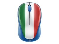 Logitech M235 - 2:a generationen - mus - höger- och vänsterhänta - optisk - trådlös - 2.4 GHz - trådlös USB-mottagare - Italiensk flagga 910-004029