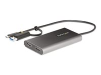 Startech USB-C to Dual-HDMI Adapter, USB-C or A to 2x HDMI, 4K 60Hz, 100W PD Pass-Through, 1ft (30cm) Built-in Cable, External Video Graphics Adapter - USB to HDMI Multi-Monitor Converter for Laptop (109B-USBC-HDMI) - Videokort - TAA-kompatibel - USB typ A, USB-C hane till 2 x 19 pin HDMI Type A, USB-C hona - 30 cm - grå - stöd för 4K, aktiv 109B-USBC-HDMI