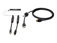 C2G 10ft (3m) 4K HDMI Premium Cable and Dongle Adapter Ring with Color Coded Mini DisplayPort and USB-C - Videosovitinpakkaus - musta - tuki 4K / 60 Hz, 4K 30 Hz:n tuki (mDP), kullatut liittimet C2G30056