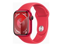 Apple Watch Series 9 (GPS + Cellular) - (PRODUCT) RED - 41 mm - punainen alumiini - älykello kanssa urheiluranneke - fluoroelastomeeri - punainen pannan koko: S/M - 64 Gt - Wi-Fi, Bluetooth, UWB, LTE - 4G - 32.1 g MRY63KS/A
