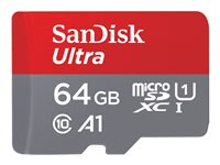 SanDisk Ultra - Carte mémoire flash (adaptateur microSDXC vers SD inclus(e)) - 64 Go - A1 / UHS-I U1 / Class10 - microSDXC UHS-I SDSQUA4-064G-GN6IA