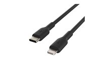 Belkin BoostCharge - Lightning-kabel - USB-C hane till Lightning hane - 1 m - svart - USB-strömförsörjning (18W) CAA003BT1MBK
