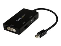 Startech A/V-reseadapter: 3-i-1 Mini DisplayPort till VGA-, DVI- eller HDMI-konverterare - Videokort - Mini DisplayPort hane till HD-15 (VGA), DVI-D, HDMI hona - 27 cm - svart - aktiv, 1920 x 1200 (WUXGA) stöd - för P/N: DKT31CMDPHPD MDP2VGDVHD