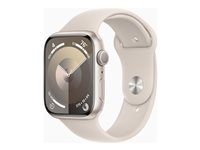 Apple Watch Series 9 (GPS) - 45 mm - alumiini tähtitaivas - älykello kanssa urheiluranneke - fluoroelastomeeri - tähtivalo pannan koko: S/M - 64 Gt - Wi-Fi, Bluetooth, UWB - 38.7 g MR963KS/A