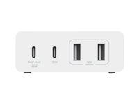 Belkin BoostCharge GaN - Verkkosovitin - 108 watti(a) - 4 lähtöliittimet (2 x USB, 2 USB-C:tä) - valkoinen WCH010VFWH