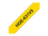 Brother HGE-631V5 - Musta keltaisella - Rulla (1,2 cm x 8 m) 5 kasetti(a) laminaattinauha malleihin P-Touch PT-9500pc, PT-9700PC, PT-9800PCN HGE631V5