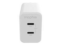 mophie speedport 45 - Strömadapter - 45 Watt - PD, Fast Charge - 2 utdatakontakter (USB-C) - vit - Europa 409909299