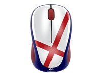 Logitech M235 - 2:a generationen - mus - höger- och vänsterhänta - optisk - trådlös - 2.4 GHz - trådlös USB-mottagare - Englandsflagga 910-004030
