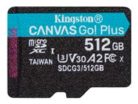 Kingston Canvas Go! Plus - Flash-muistikortti - 512 Gt - A2 / Video Class V30 / UHS-I U3 / Class10 - microSDXC UHS-I SDCG3/512GBSP