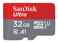 SanDisk Ultra - Flash-muistikortti (sovitin microSDHC:stä SD:hen sisältyvä) - 32 Gt - A1 / UHS-I U1 / Class10 - microSDHC UHS-I (pakkaus sisältää 2) SDSQUA4-032G-GN6MT