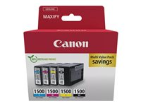 Canon PGI-1500 BK/C/M/Y Multipack - 4 pakettia - musta, keltainen, sinivihreä, magenta - alkuperäinen - mustesäiliö malleihin MAXIFY iB4050, iB4150, MB5150, MB5155, MB5350, MB5450 9218B006