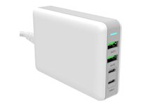 Insmat - Verkkosovitin - GaN - 100 watti(a) - 5 A - PD 3.0, QC 3.0 - 4 lähtöliittimet (2 USB-C:tä, 2 x 9 pin USB Type A) - valkoinen 530-1100