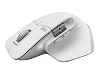 Logitech Master Series MX MASTER 3S - Mus - ergonomisk - optisk - 7 knappar - trådlös - Bluetooth, 2.4 GHz - Logitech Logi Bolt USB-mottagare - blekgrå 910-006560