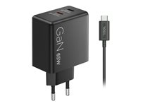 Lenovo Dual - Strömadapter - GaN - AC 100/240 V - 65 watt - utgångskontakter: 2 - svart - för ThinkPad T16 Gen 4 21QN 40AW065BEU