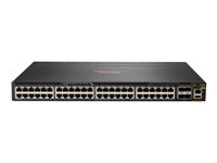 HPE Aruba 6300M - Kytkin - L3 - Hallinnoitu - 48 x 10/100/1000 + 4 x 1 gigabitin / 10 gigabitin / 25 gigabitin / 50 gigabitin SFP56 (maa-satelliittiyhteys / pinottava) - ilmavirtaus takaa eteenpäin - telineeseen asennettava - TAA-yhteensopiva malleihin HPE Aruba 6300M 24p SFP+ LRM support and 2p 50G and 2p 25G MACsec Switch JL762A#ABB