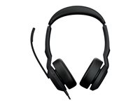 Jabra Evolve2 50 UC Stereo - Kuulokkeet + mikrofoni - korvien päällä - langallinen - aktiivinen melunpoisto - USB-A - musta - Zoom-sertifioitu, Cisco Webex Certified, optimoitu UC:lle, Optimoitu Google Meetille, Optimoitu Microsoft Teamsille, Alcatel-Lucent -sertifioitu, Avaya-sertifioitu, Unify-sertifioitu, Amazon Chime -sertifioitu 25089-989-999